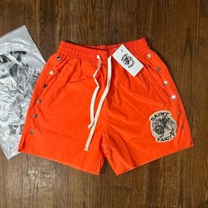 Saint Vanity Orange Nylon Shorts